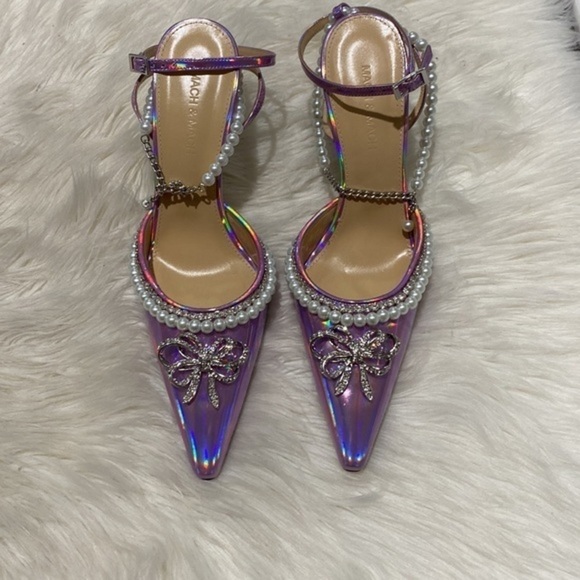 New Mach &‎ Mach Sophie Bow embellished Iridescent Leather pumps size 38.5EU - Picture 3 of 11